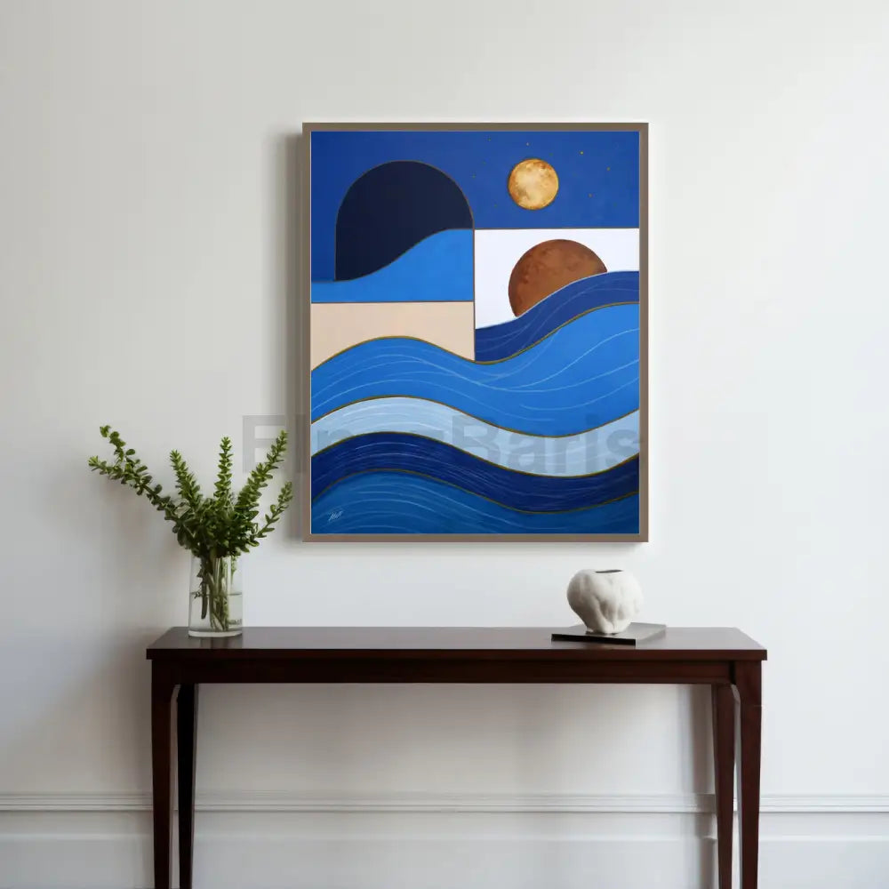 Abstract Ocean & Moon Acrylic Painting Acrylic Painting