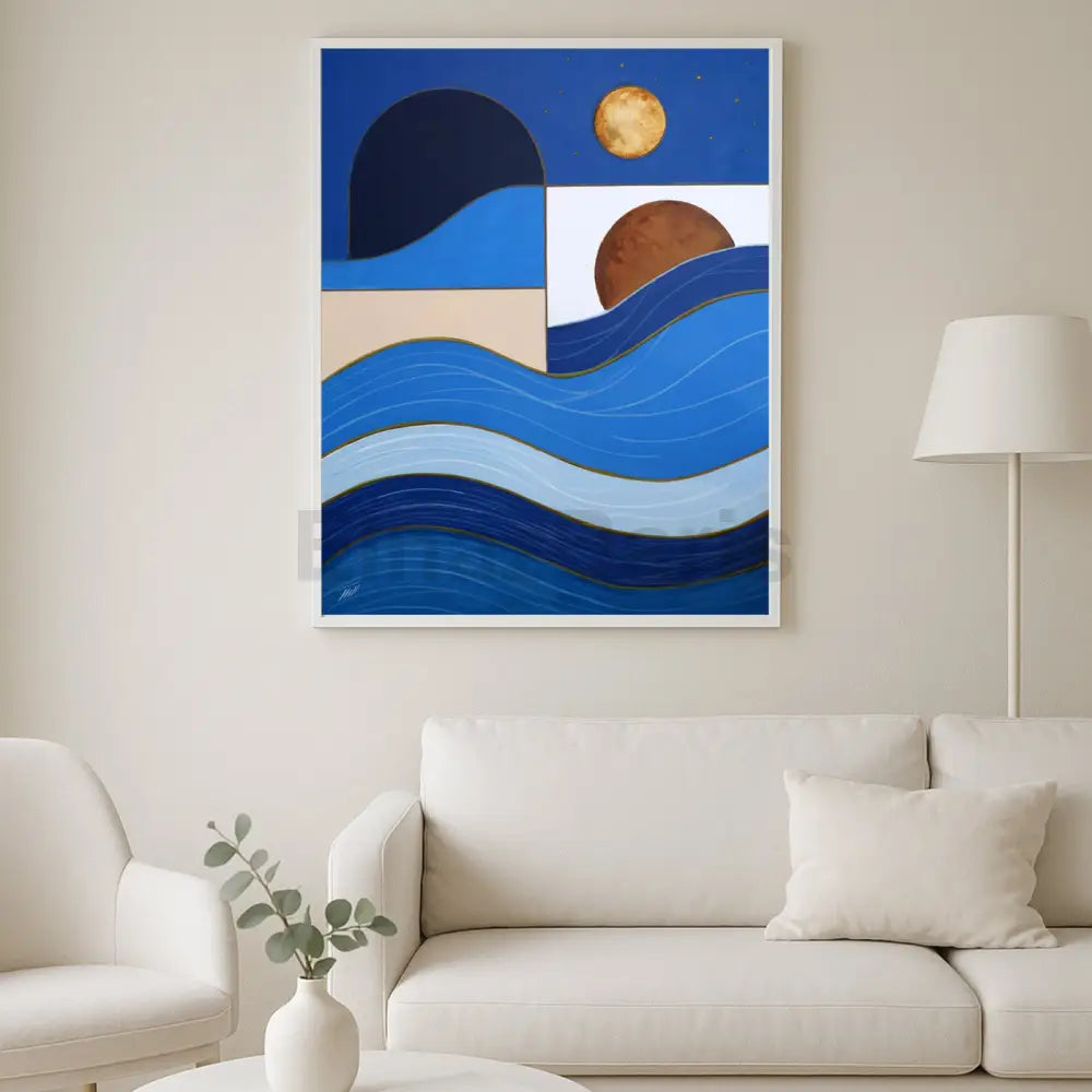 Abstract Ocean & Moon Acrylic Painting Acrylic Painting