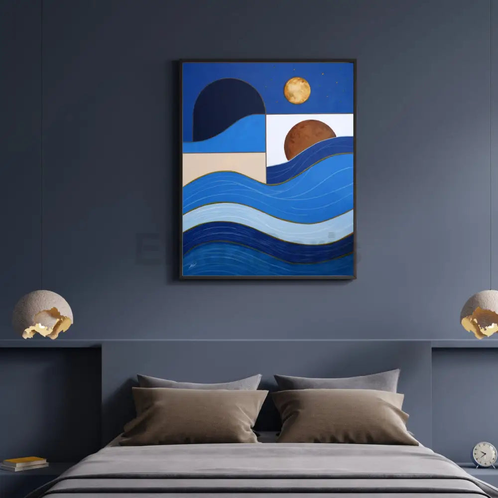 Abstract Ocean & Moon Acrylic Painting Acrylic Painting