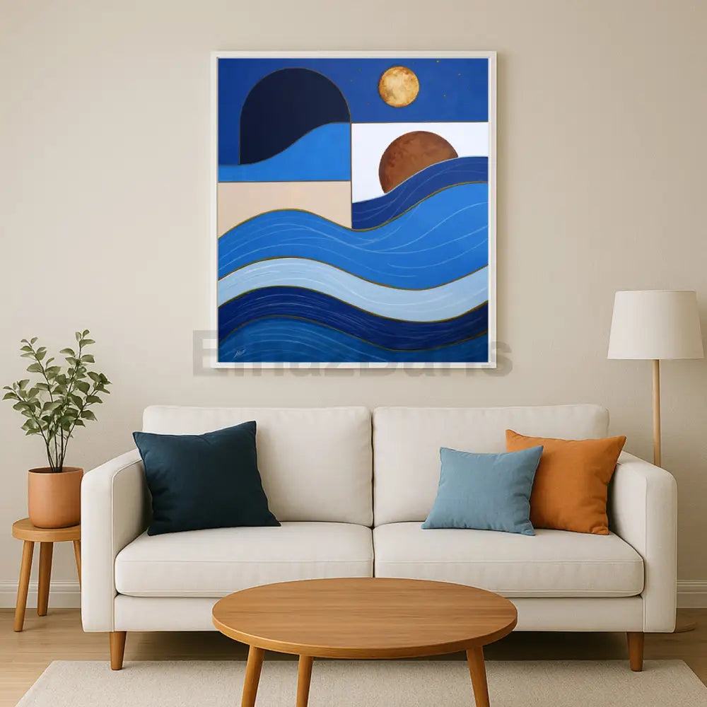 Abstract Ocean & Moon Acrylic Painting Acrylic Painting