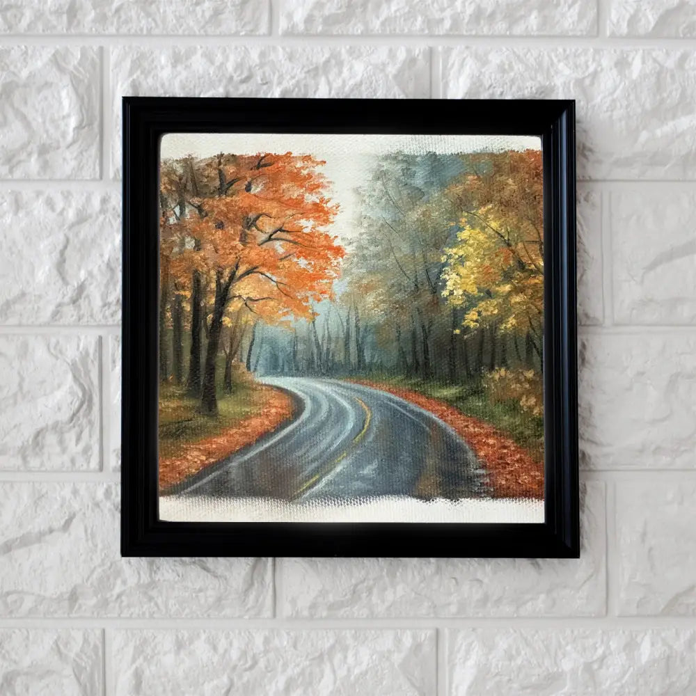 Autumn Road Oil Painting | Rainy Forest Landscape Art Oil Painting