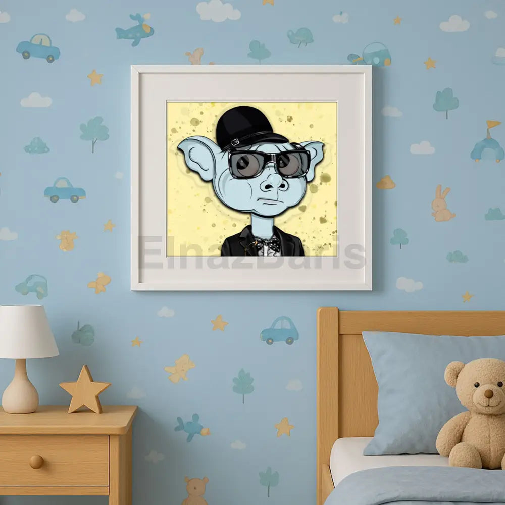 Fun Cartoon Character Digital Art Print for Kids Room