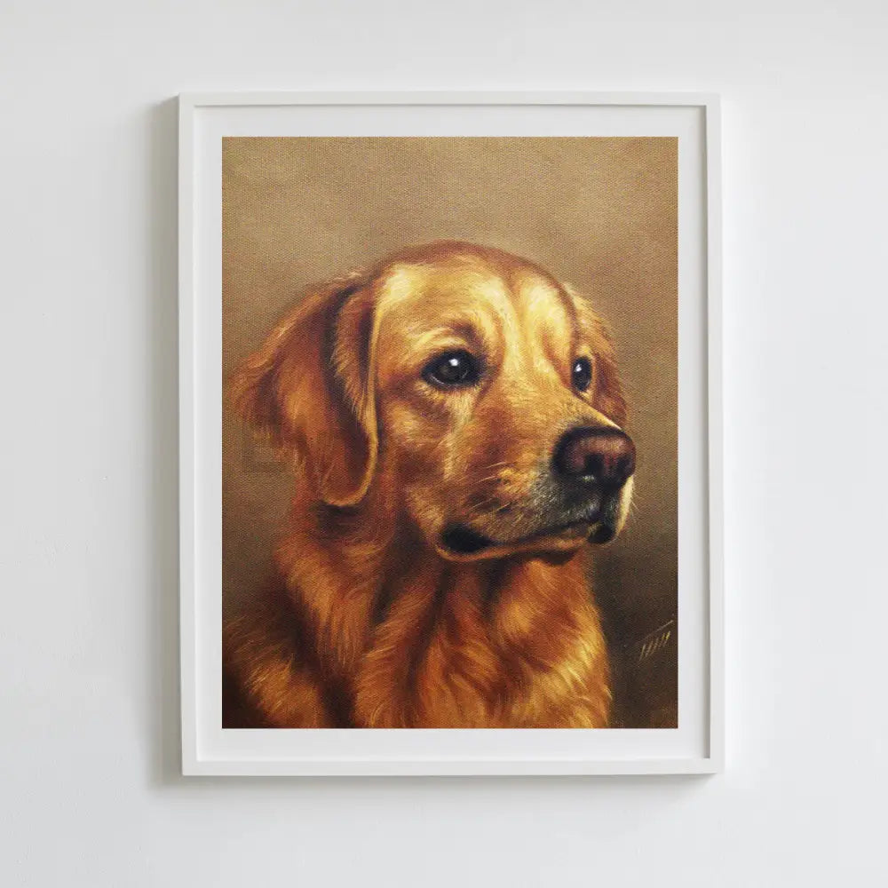 Golden Retriever Dog Portrait Oil Painting