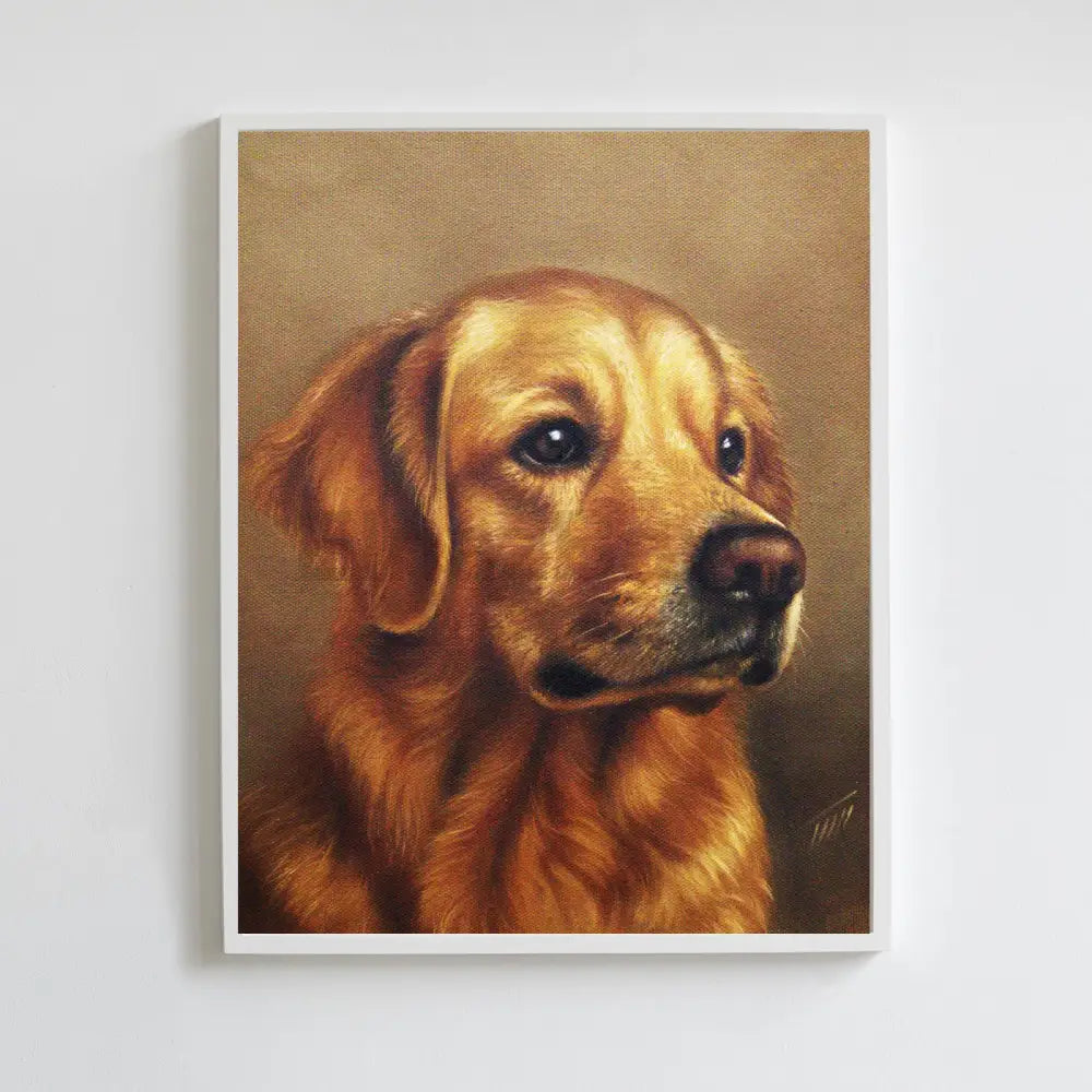 Golden Retriever Dog Portrait Oil Painting