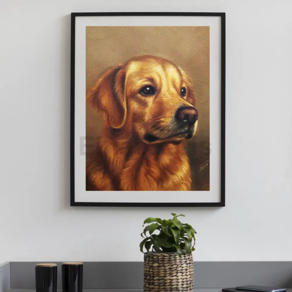 Golden Retriever Dog Portrait Oil Painting