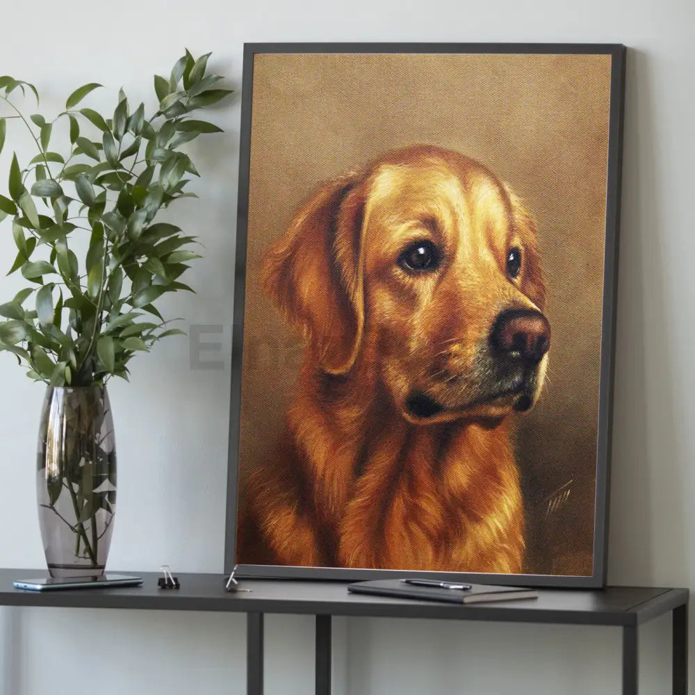 Golden Retriever Dog Portrait Oil Painting