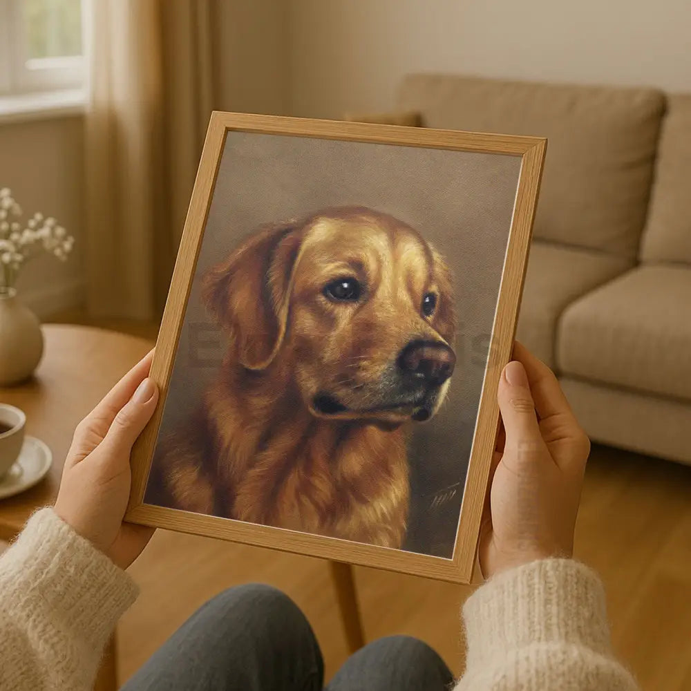 Golden Retriever Dog Portrait Oil Painting