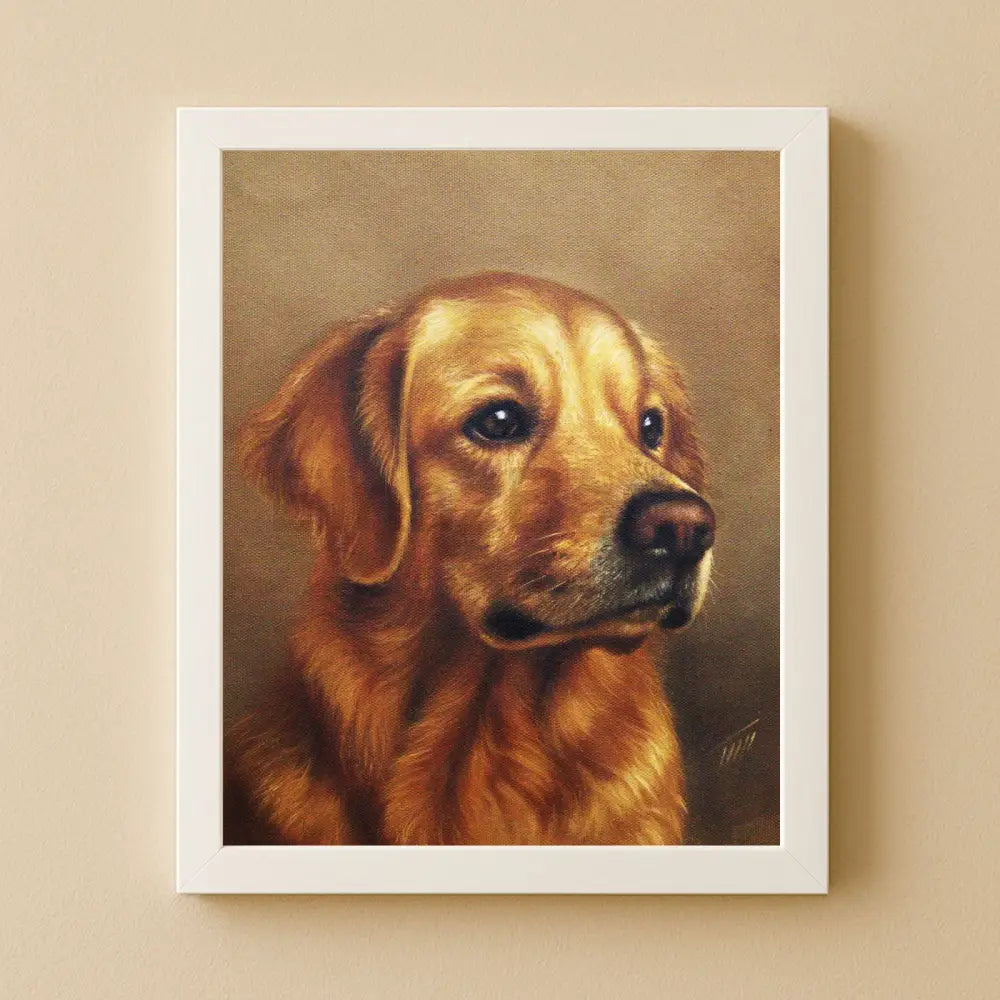 Golden Retriever Dog Portrait Oil Painting