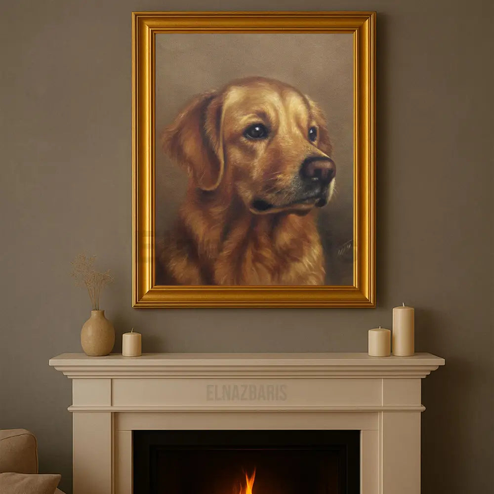 Golden Retriever Dog Portrait Oil Painting