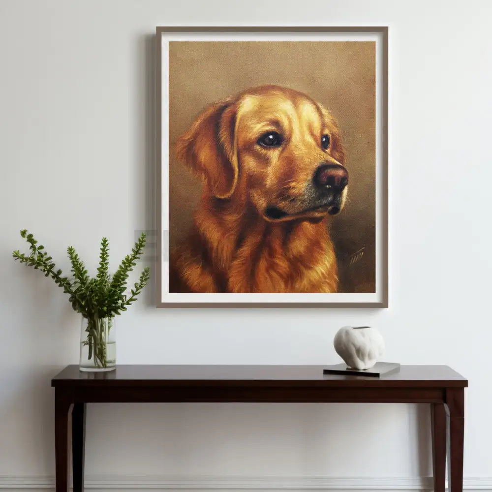 Golden Retriever Dog Portrait Oil Painting