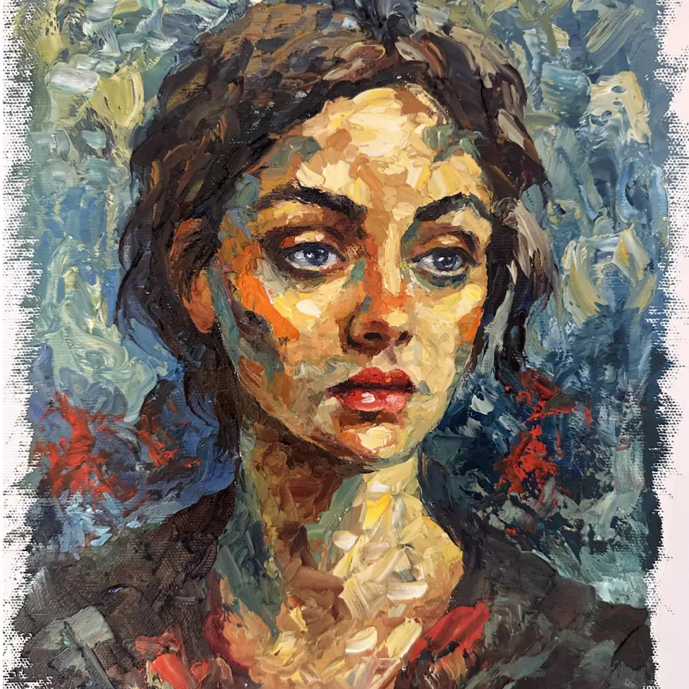 Impressionist Woman Portrait Original oil Painting Palette Knife Oil on Canvas Oil Painting