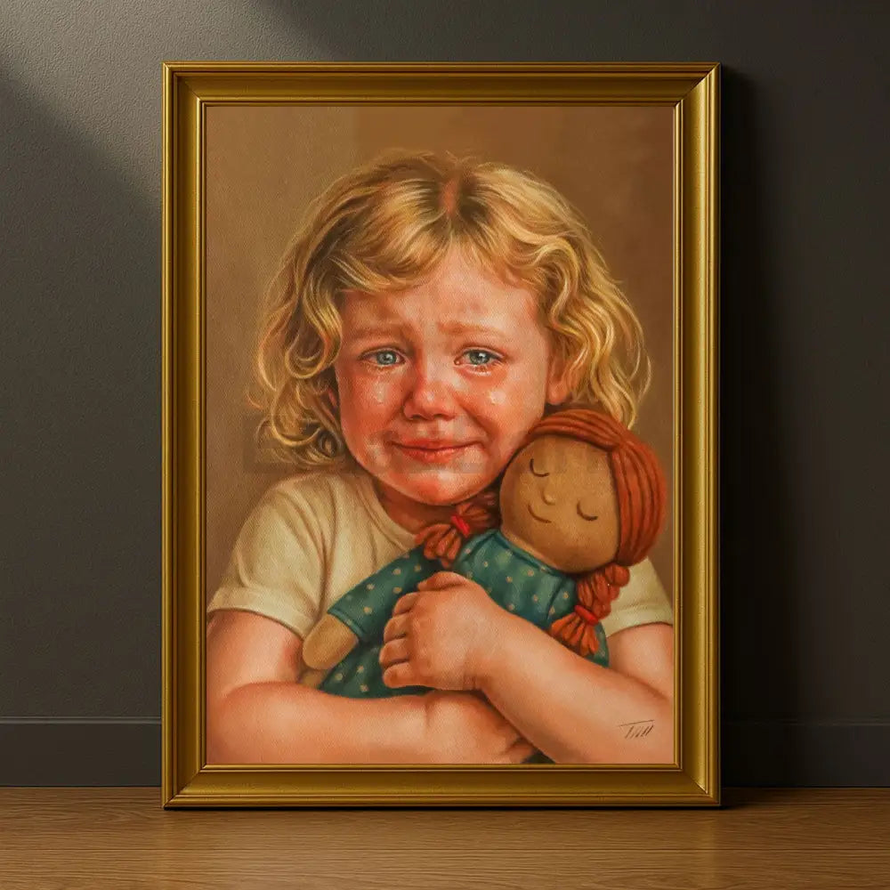 Original Oil Painting Girl with Doll Portrait Oil Painting