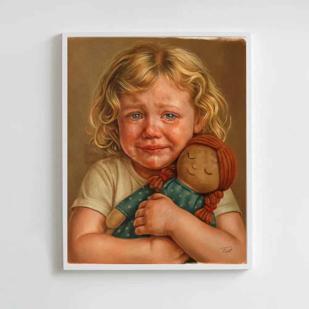 Original Oil Painting Girl with Doll Portrait Oil Painting