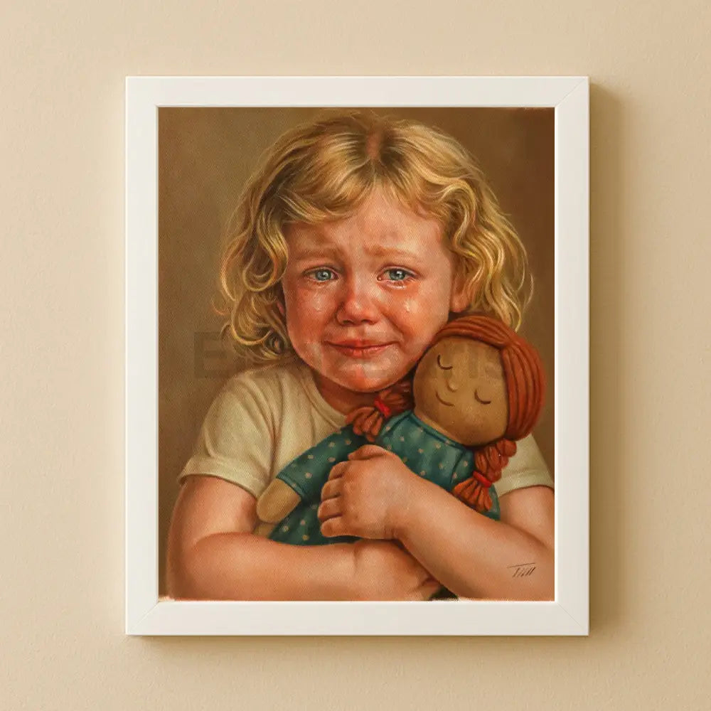 Original Oil Painting Girl with Doll Portrait Oil Painting