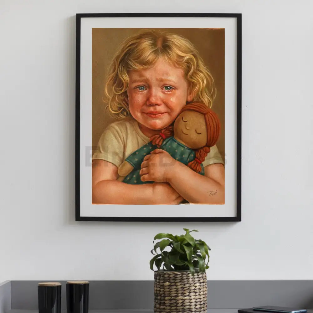 Original Oil Painting Girl with Doll Portrait Oil Painting