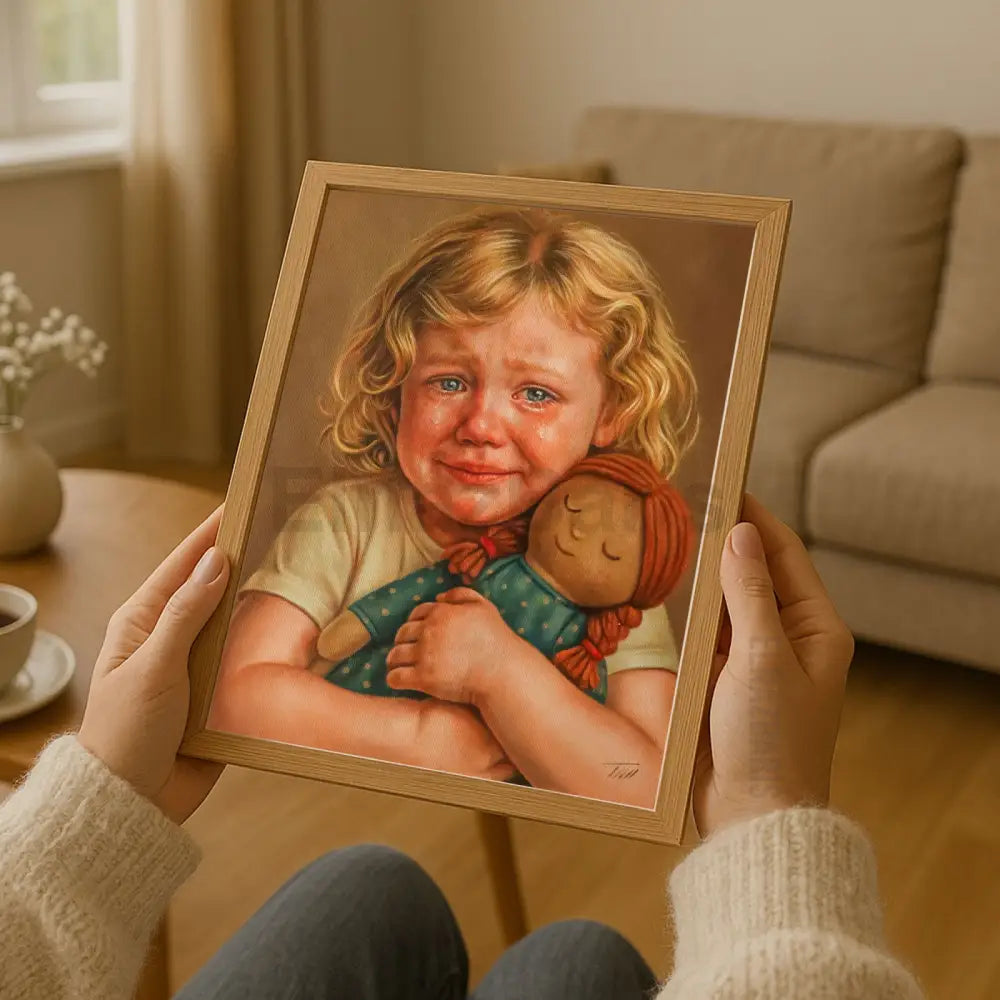 Original Oil Painting Girl with Doll Portrait Oil Painting