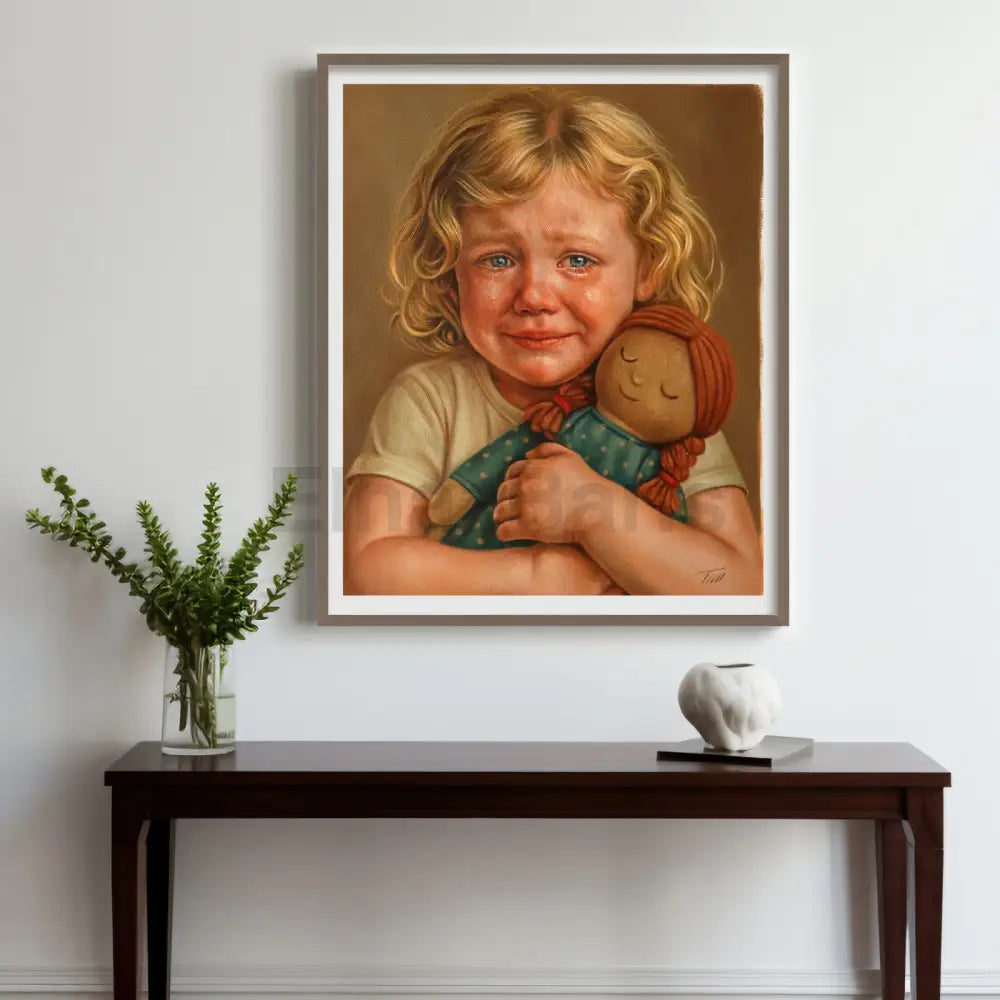 Original Oil Painting Girl with Doll Portrait Oil Painting