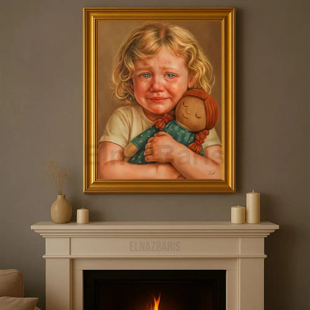 Original Oil Painting Girl with Doll Portrait Oil Painting