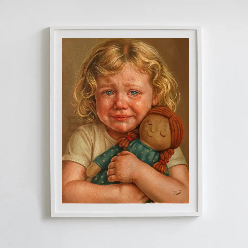 Original Oil Painting Girl with Doll Portrait Oil Painting