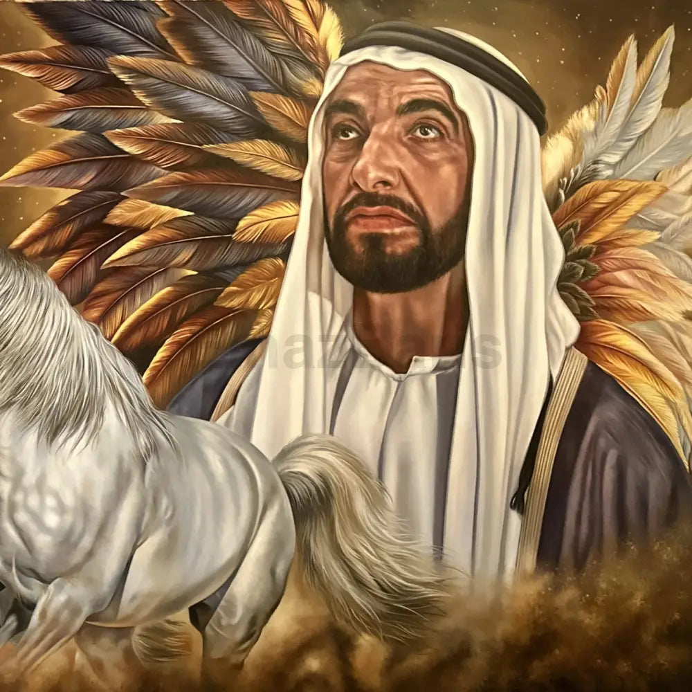 Sheikh Zayed Oil Painting: Winds of Destiny Fine Art Oil Painting